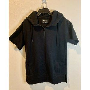 PacSun Men's Sz SMALL Cut-Off Short Sleeve PULLOVER HOODIE Black